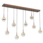 Cabochon Linear Multi Light Pendant - Travertine / Burnished Bronze / Clear