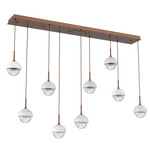 Cabochon Linear Multi Light Pendant - White Marble / Burnished Bronze / Clear