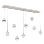 Cabochon Linear Multi Light Pendant - White Marble / Beige Silver / Clear