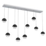 Cabochon Linear Multi Light Pendant - Black Marble / Classic Silver / Clear