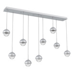 Cabochon Linear Multi Light Pendant - Classic Silver / Clear