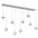 Cabochon Linear Multi Light Pendant - White Marble / Classic Silver / Clear