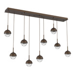 Cabochon Linear Multi Light Pendant - Flat Bronze / Clear