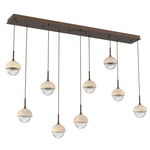 Cabochon Linear Multi Light Pendant - Travertine / Flat Bronze / Clear