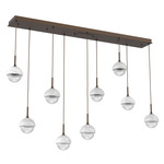 Cabochon Linear Multi Light Pendant - White Marble / Flat Bronze / Clear