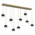 Cabochon Linear Multi Light Pendant - Black Marble / Gilded Brass / Clear