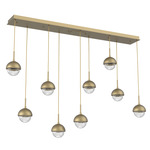 Cabochon Linear Multi Light Pendant - Gilded Brass / Clear