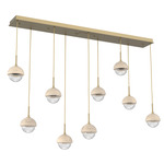 Cabochon Linear Multi Light Pendant - Travertine / Gilded Brass / Clear