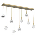 Cabochon Linear Multi Light Pendant - White Marble / Gilded Brass / Clear