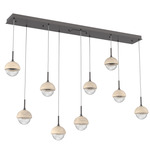 Cabochon Linear Multi Light Pendant - Travertine / Graphite / Clear