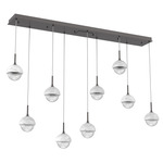 Cabochon Linear Multi Light Pendant - White Marble / Graphite / Clear