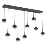 Cabochon Linear Multi Light Pendant - Black Marble / Matte Black / Clear