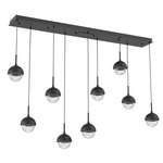 Cabochon Linear Multi Light Pendant - Matte Black / Clear