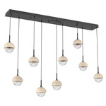 Cabochon Linear Multi Light Pendant - Travertine / Matte Black / Clear