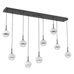 Cabochon Linear Multi Light Pendant - White Marble / Matte Black / Clear