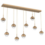 Cabochon Linear Multi Light Pendant - Novel Brass / Clear