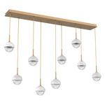 Cabochon Linear Multi Light Pendant - White Marble / Novel Brass / Clear