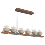 Cabochon Linear Chandelier - Travertine / Burnished Bronze / Clear