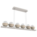 Cabochon Linear Chandelier - Travertine / Beige Silver / Clear