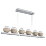 Cabochon Linear Chandelier - Travertine / Classic Silver / Clear