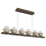 Cabochon Linear Chandelier - Travertine / Flat Bronze / Clear