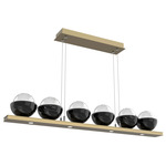 Cabochon Linear Chandelier - Black Marble / Gilded Brass / Clear