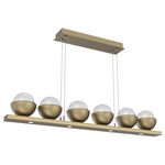 Cabochon Linear Chandelier - Gilded Brass / Clear