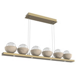 Cabochon Linear Chandelier - Travertine / Gilded Brass / Clear