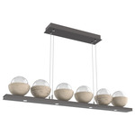 Cabochon Linear Chandelier - Travertine / Graphite / Clear