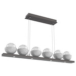 Cabochon Linear Chandelier - White Marble / Graphite / Clear