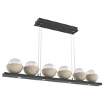 Cabochon Linear Chandelier - Travertine / Matte Black / Clear