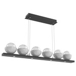 Cabochon Linear Chandelier - White Marble / Matte Black / Clear