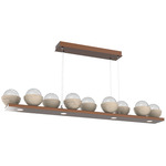 Cabochon Linear Chandelier - Travertine / Burnished Bronze / Clear