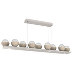 Cabochon Linear Chandelier - Travertine / Beige Silver / Clear