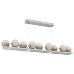 Cabochon Linear Chandelier - Travertine / Classic Silver / Clear