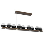 Cabochon Linear Chandelier - Black Marble / Flat Bronze / Clear