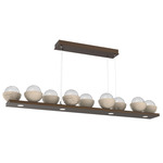 Cabochon Linear Chandelier - Travertine / Flat Bronze / Clear