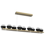 Cabochon Linear Chandelier - Black Marble / Gilded Brass / Clear