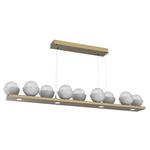 Cabochon Linear Chandelier - White Marble / Gilded Brass / Clear