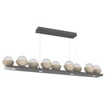 Cabochon Linear Chandelier - Travertine / Graphite / Clear