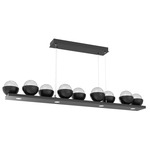 Cabochon Linear Chandelier - Matte Black / Clear