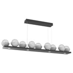 Cabochon Linear Chandelier - White Marble / Matte Black / Clear