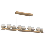 Cabochon Linear Chandelier - Travertine / Novel Brass / Clear