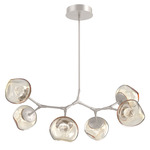 Luna Modern Branch Chandelier - Beige Silver / Amber Floret