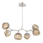 Luna Modern Branch Chandelier - Beige Silver / Bronze Floret