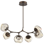 Luna Modern Branch Chandelier - Flat Bronze / Amber Floret