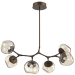 Luna Modern Branch Chandelier - Flat Bronze / Amber Geo