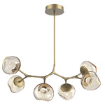 Luna Modern Branch Chandelier - Gilded Brass / Amber Floret