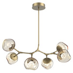 Luna Modern Branch Chandelier - Gilded Brass / Amber Zircon