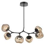 Luna Modern Branch Chandelier - Matte Black / Bronze Floret